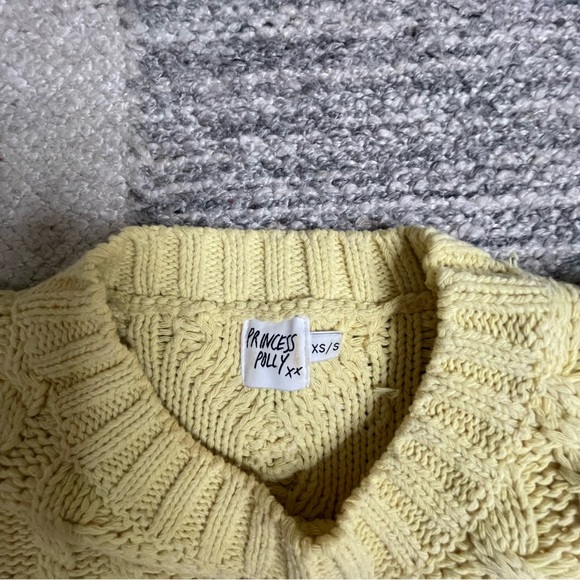 Princess Polly Aran over size cable knit crop in yellow - Picture 5 of 5